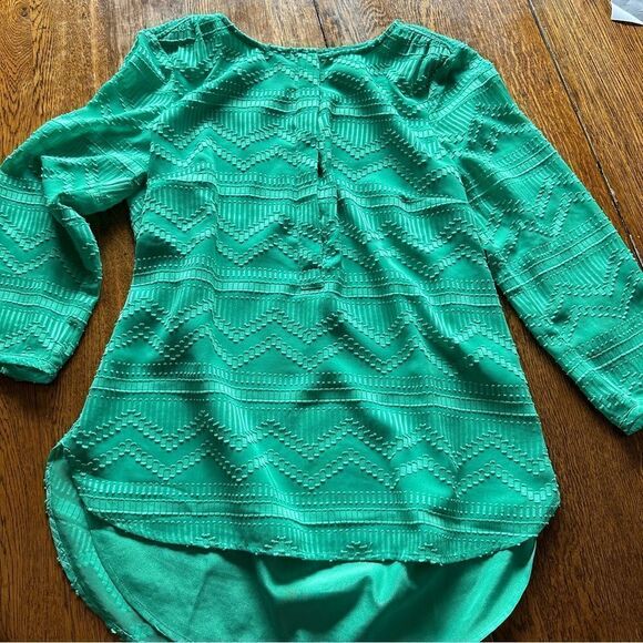 Talbots green herringbone chevron top.  Size XS - Picture 1 of 4